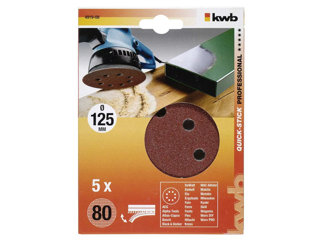 Disco de pulir para lijadora 5'' grano 80 pack 5 unidades