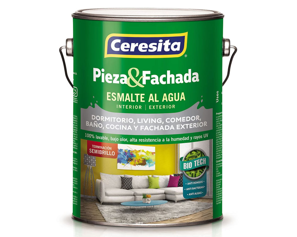 Esmalte al agua Pieza&Fachada blanco semibrillo Ceresita 1 galón