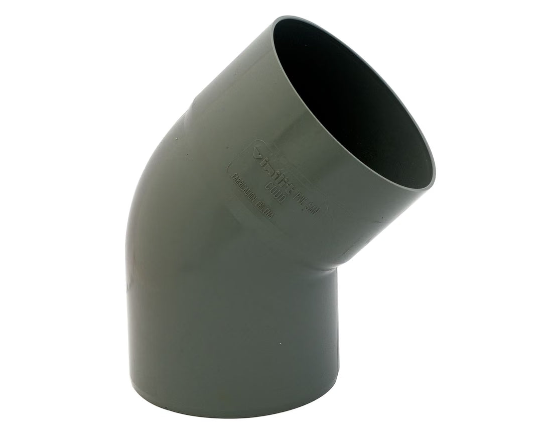 Codo pvc sanitario 75 mm 45°