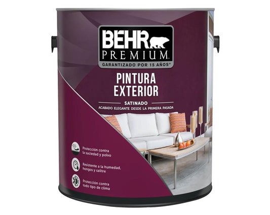 Esmalte al agua Premium blanco satinado 1 galón Behr