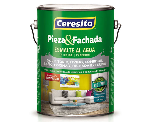 Esmalte al agua Pieza&Fachada blanco semibrillo Ceresita 1 galón