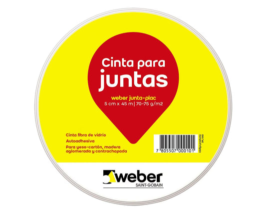 Cinta para juntas yeso cartón 5 cm x 45 m